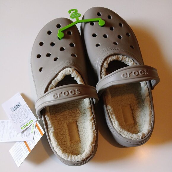 CROCS Other - NWT Men's Classic Lined Crocs Size 13 Mushroom Brown Color